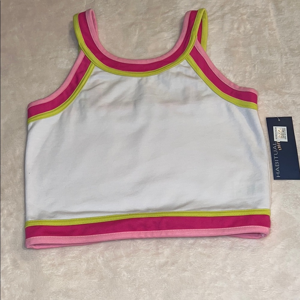 NWT Habitual Kids' Contrast Binding Multicolor Trim Crop Tank Top Nordstrom 12